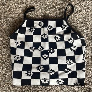 urban outfitters black and white checkered knit tank top
